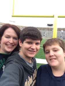 A selfie taken at ND vs. Stanford. (17 to 14, baby.) That's your author there in the left corner. She does not ordinarily do selfies.